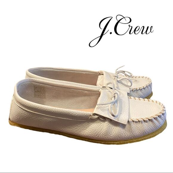 NEW J. Crew Soft Ivory Unlined Leather Women's Slip-on Moccasins Loafers 11 - Picture 2 of 6